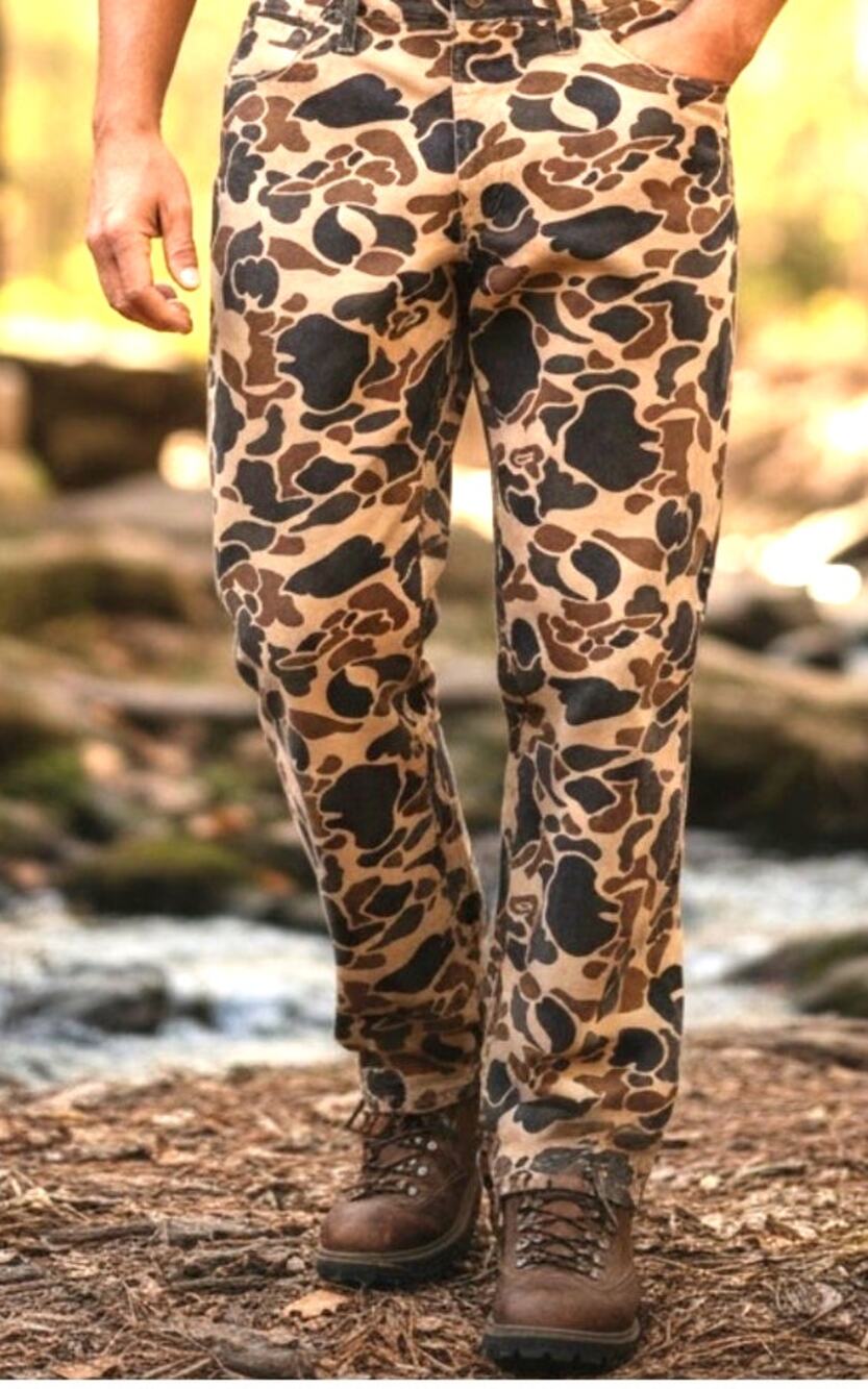 Vintage 10X Duck Camo Hunting Pants Duck Hunter Frogskin Pattern Mens Sz Lg